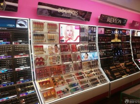 精美化妆品店粉色墙面装修效果图片