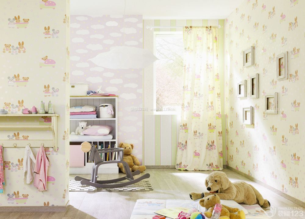 家庭装修儿童房壁纸颜色搭配效果图