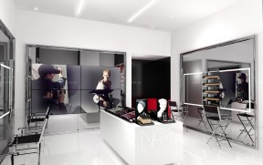 化妆品店装修3d效果图 玻璃背景墙装修效果图片