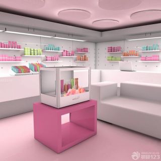 唯美现代风格化妆品店装修3d效果图