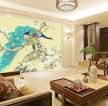 中式小别墅客厅电视背景墙手绘图片大全