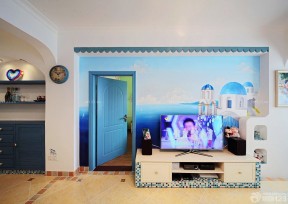 电视背景墙手绘图片大全 地中海风格装潢