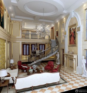 跃层楼梯法式装修效果图 古典客厅装修效果图