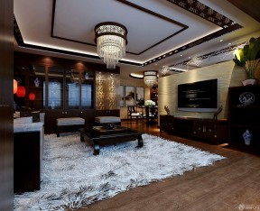 微晶石做电视墙 中式家装客厅效果图