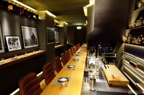 日式酒吧 黑色墙面装修效果图片