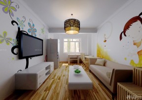 硅藻泥电视背景墙装修效果图 简单客厅装修