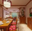 新中式别墅客厅餐厅开放厨房一体装修效果