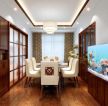 现代中式餐厅屏风式鱼缸玄关鱼缸效果图