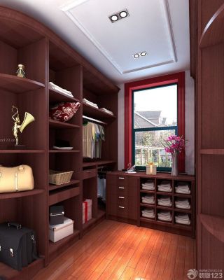 现代中式小户型家装书房兼衣帽间设计效果图