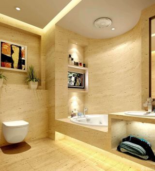 欧式卫生间的石材墙面装修效果图片