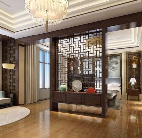 家庭卧室屏风中式屏风隔断装修效果图-每日推荐