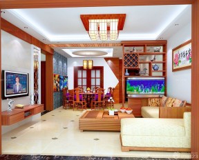 中式客厅装修效果图欣赏 转角沙发装修效果图片