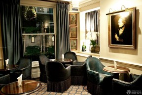 欧式风格酒吧效果图 纯色窗帘装修效果图片