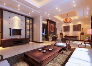 新中式风格别墅客厅仿古沙发装修片大全