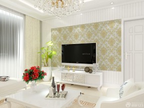 客厅壁纸电视背景墙效果图 现代欧式客厅效果图