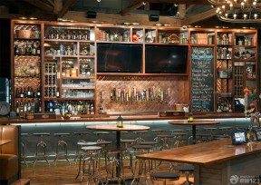 创意小型酒吧木质吧台装修效果图片