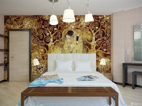 硅藻泥主卧背景墙效果图2020款 个性卧室设计