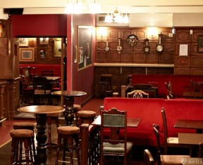 温馨复古酒吧棕色墙面装修效果图片