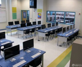 学校室内多功能厅电脑桌装修效果图片