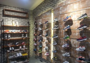 运动鞋店装修鞋架 内墙砖效果图