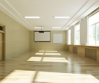 学校房间室内浅色木地板装修设计图
