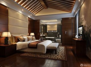 中式尖顶卧室装修门颜色搭配效果图