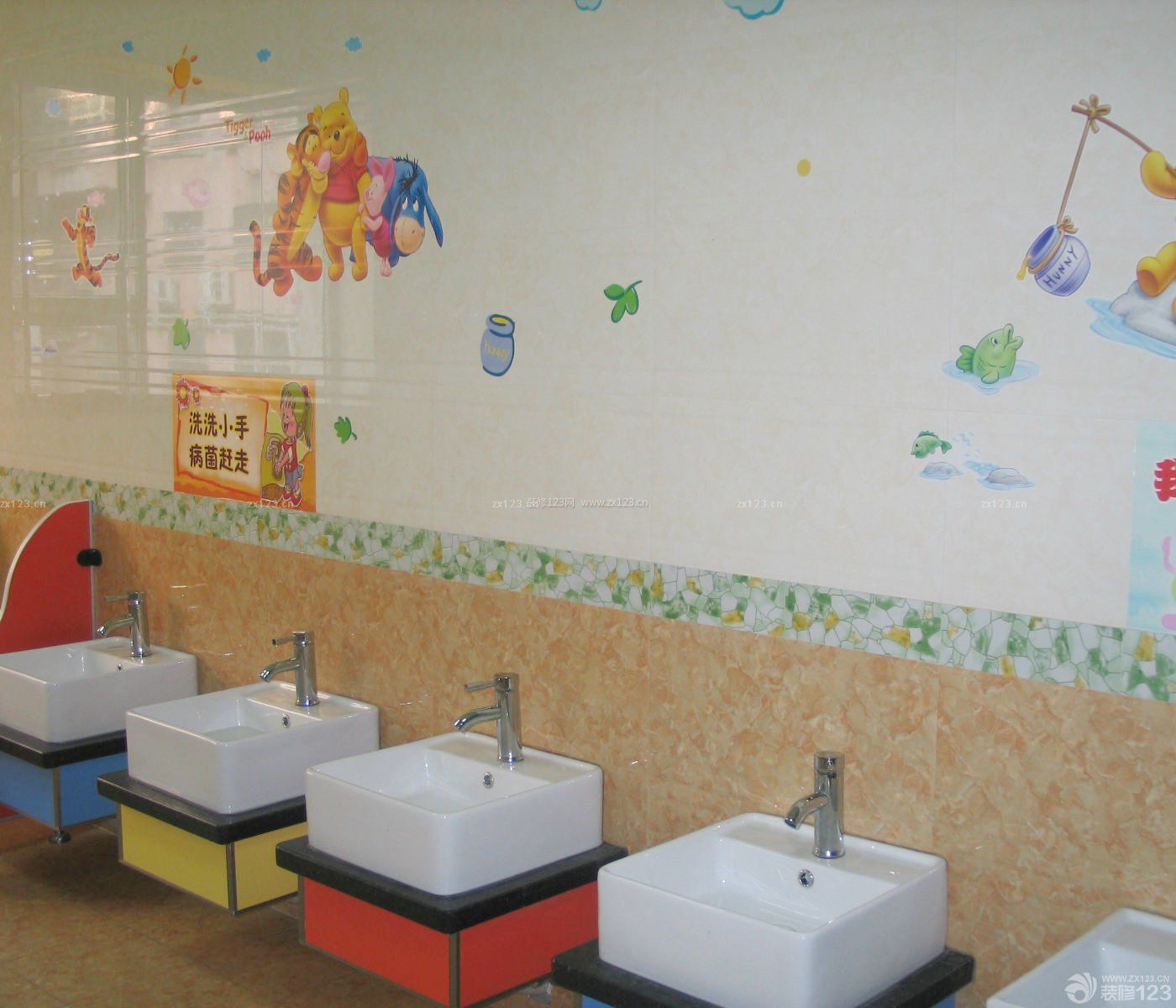 幼儿学校卫生间洗手盆装修图片大全 