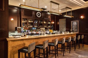 欧式酒吧吧台 棕色墙面装修效果图片
