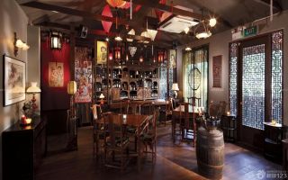 中式风格室内酒吧装修实景图