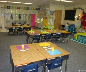 小型学校教室课桌装修设计实景图 