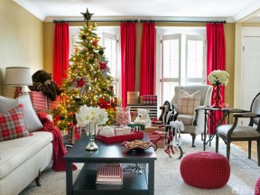 家装客厅圣诞节布置装修实景图