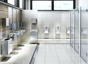 商场厕所装修效果图 白色地砖装修效果图片