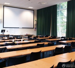 苏州学校室内纯色窗帘装修效果图片