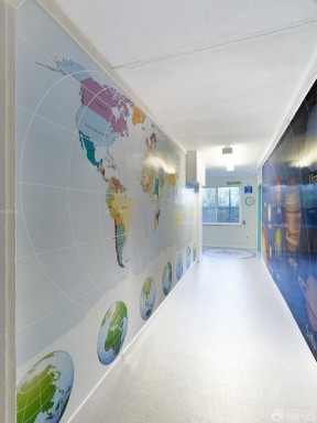 学校走廊装修效果图 背景墙设计