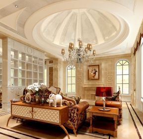 客厅弧形吊顶造型效果图-每日推荐