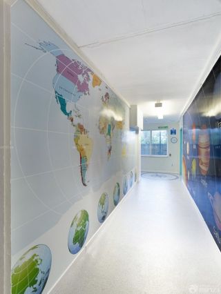 学校走廊背景墙设计装修效果图2023图片