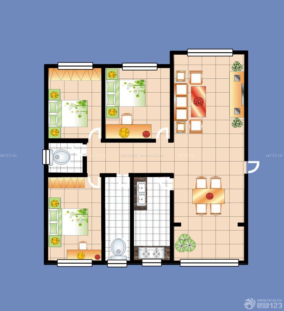 100平米家居室内户型装修设计平面图