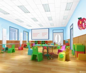 松江学校幼儿教室浅色木地板装修效果图