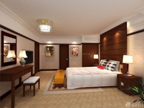 泰式卧室装修效果图 木质背景墙装修效果图片