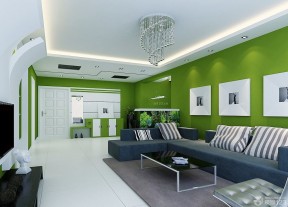 普通客厅装修效果图 绿色墙面装修效果图片
