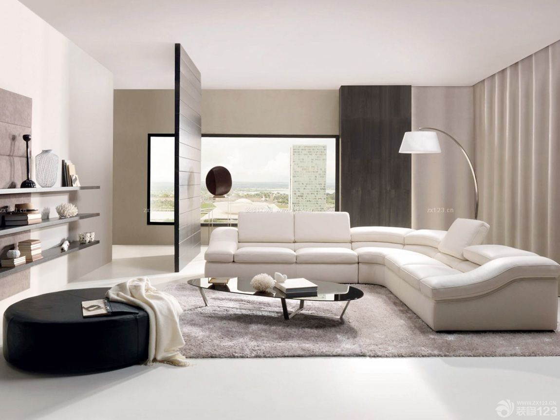 现代长方形客厅转角沙发装修效果图片