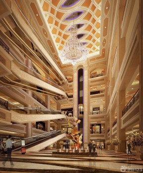大型商场中庭设计图 水晶吊灯图片