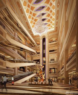 大型商场中庭水晶吊灯设计图片