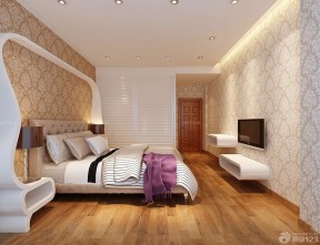 欧式卧室花藤壁纸设计装修效果图片大全