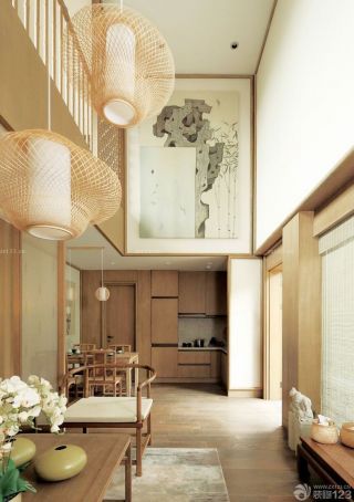 简约中式风格狭长客厅装修效果图片
