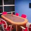 小型会议室蓝色墙面装修效果图片