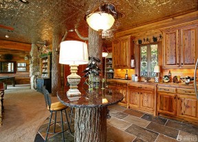 创意家庭酒吧石材吧台装修设计效果图片