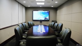 小型会议室效果图 会议室背景墙