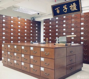 中式药店装修设计效果图 柜子