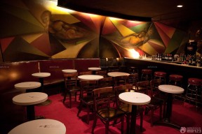 温馨小酒吧背景墙装饰画装修效果图片
